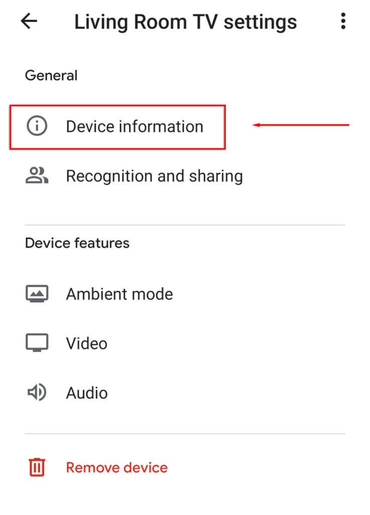 How to Change Wi-Fi on Chromecast image 5 - 04-Select-Device-Information