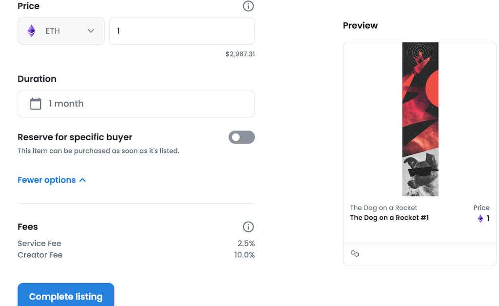 17_complete-listing - Online Tech Tips How to Sell Your NFT image 2 - 17_complete-listing