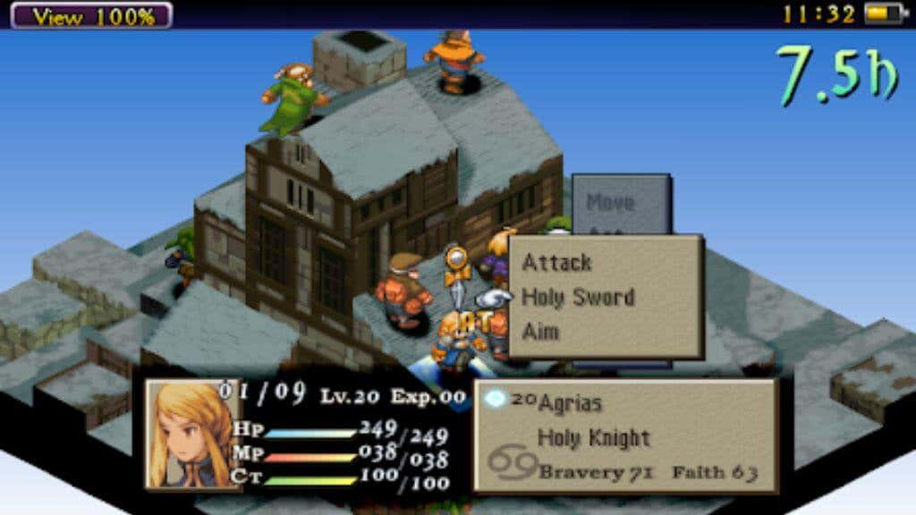 20-best-offline-mobile-games-for-android-17-compressed - Online Tech Tips A screen shot from Final Fantasy Tactics: The War of the Lions showing the player selecting an attack from a game menu. - 20-best-offline-mobile-games-for-android-17-compressed
