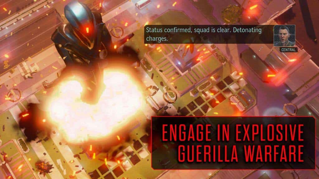 20-best-offline-mobile-games-for-android-8-compressed - Online Tech Tips A scene from XCOM, showing a giant alien machine surrounded by explosions. - 20-best-offline-mobile-games-for-android-8-compressed