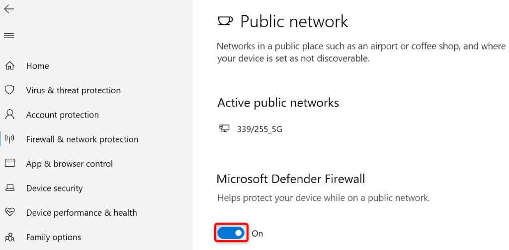 how-to-fix-the-this-site-cant-be-reached-error-in-google-chrome-4-compressed - Online Tech Tips The "Microsoft Defender Firewall" switch highlighted in Windows Security. - how-to-fix-the-this-site-cant-be-reached-error-in-google-chrome-4-compressed