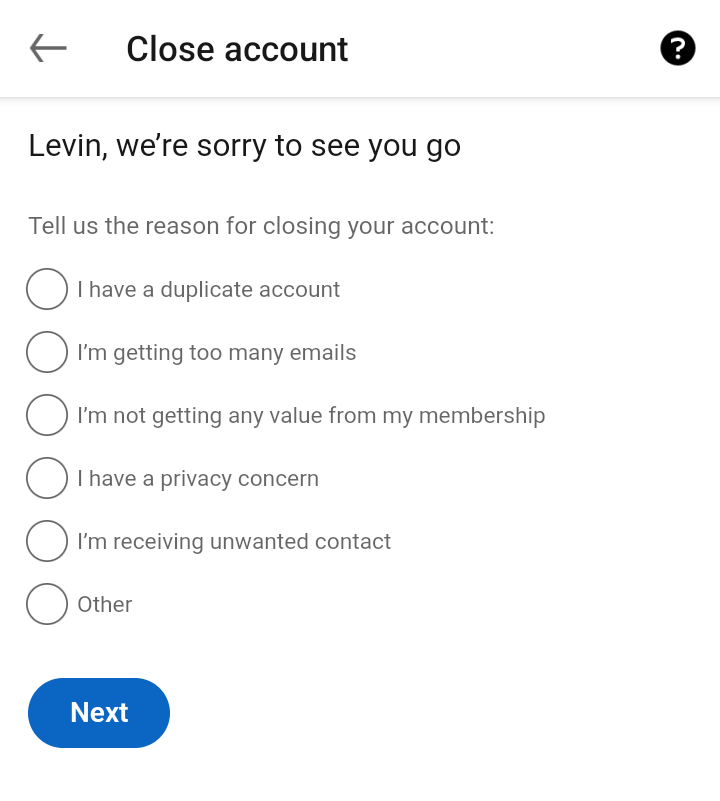 11-Select-Reason - Online Tech Tips How to Delete Your LinkedIn Account on a Smartphone image 5 - 11-Select-Reason