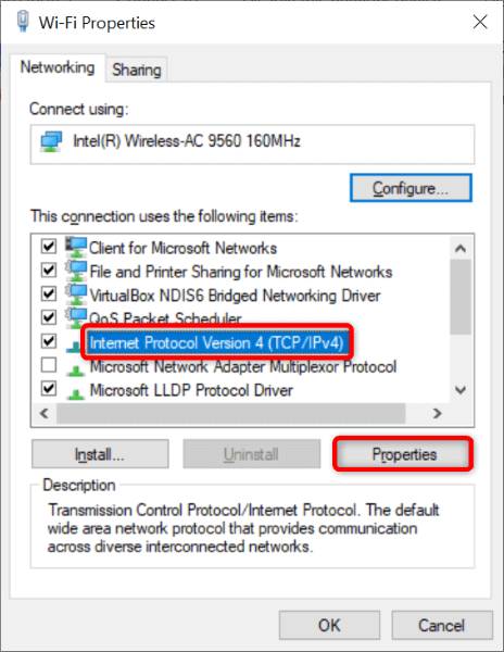 how-to-fix-the-this-site-cant-be-reached-error-in-google-chrome-9-compressed - Online Tech Tips The "Internet Protocol Versioon 4" option highlighted in a network properties dialog. - how-to-fix-the-this-site-cant-be-reached-error-in-google-chrome-9-compressed