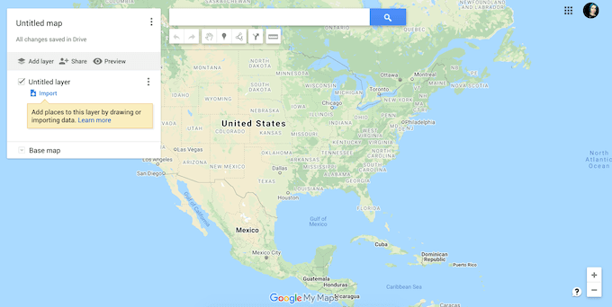 new-map-open - Online Tech Tips How to Create Custom Routes in Google Maps image 4 - new-map-open