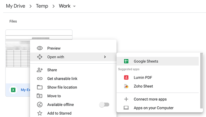 open-with-google-sheets - Online Tech Tips Convert Microsoft Office Docs To Google Docs Format image - open-with-google-sheets