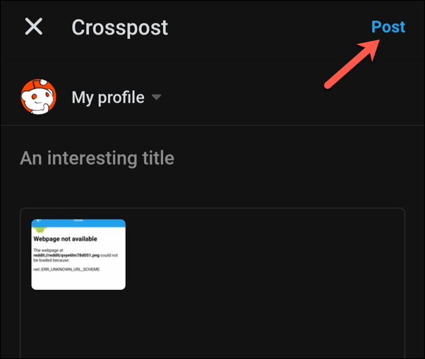 Reddit-Mobile-Crosspost-Confirm - Online Tech Tips How to Crosspost on Reddit in the Mobile App image 4 - Reddit-Mobile-Crosspost-Confirm